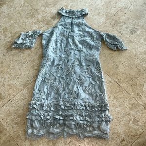 Luxxel light grey lace mini dress. Size M. Excellent condition.